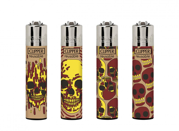 Зажигалка Clipper Skulls Fire Beige - Бренд Clipper - Магазин бонгов бонгшоп.рф